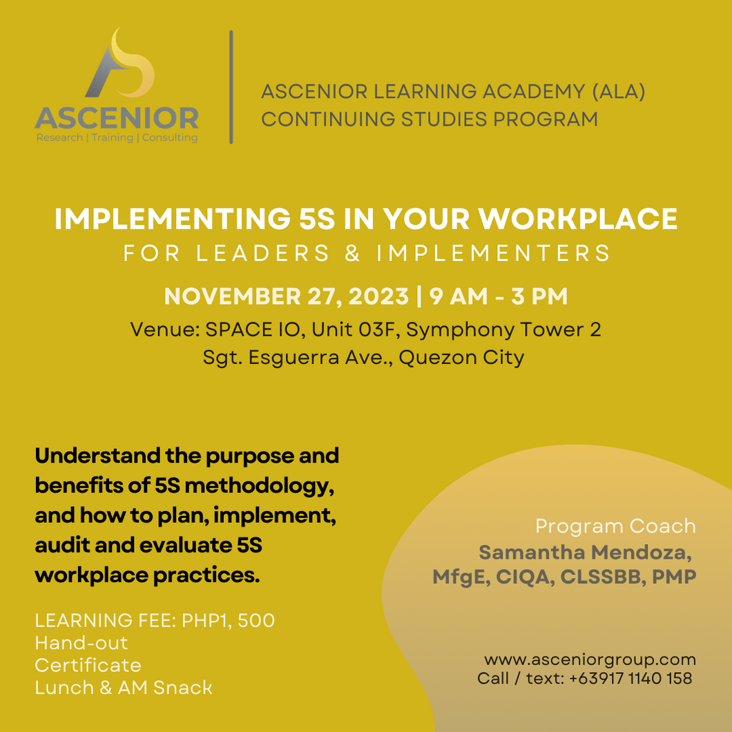 5S for Implementers and Leaders | November 27 (In-person training)