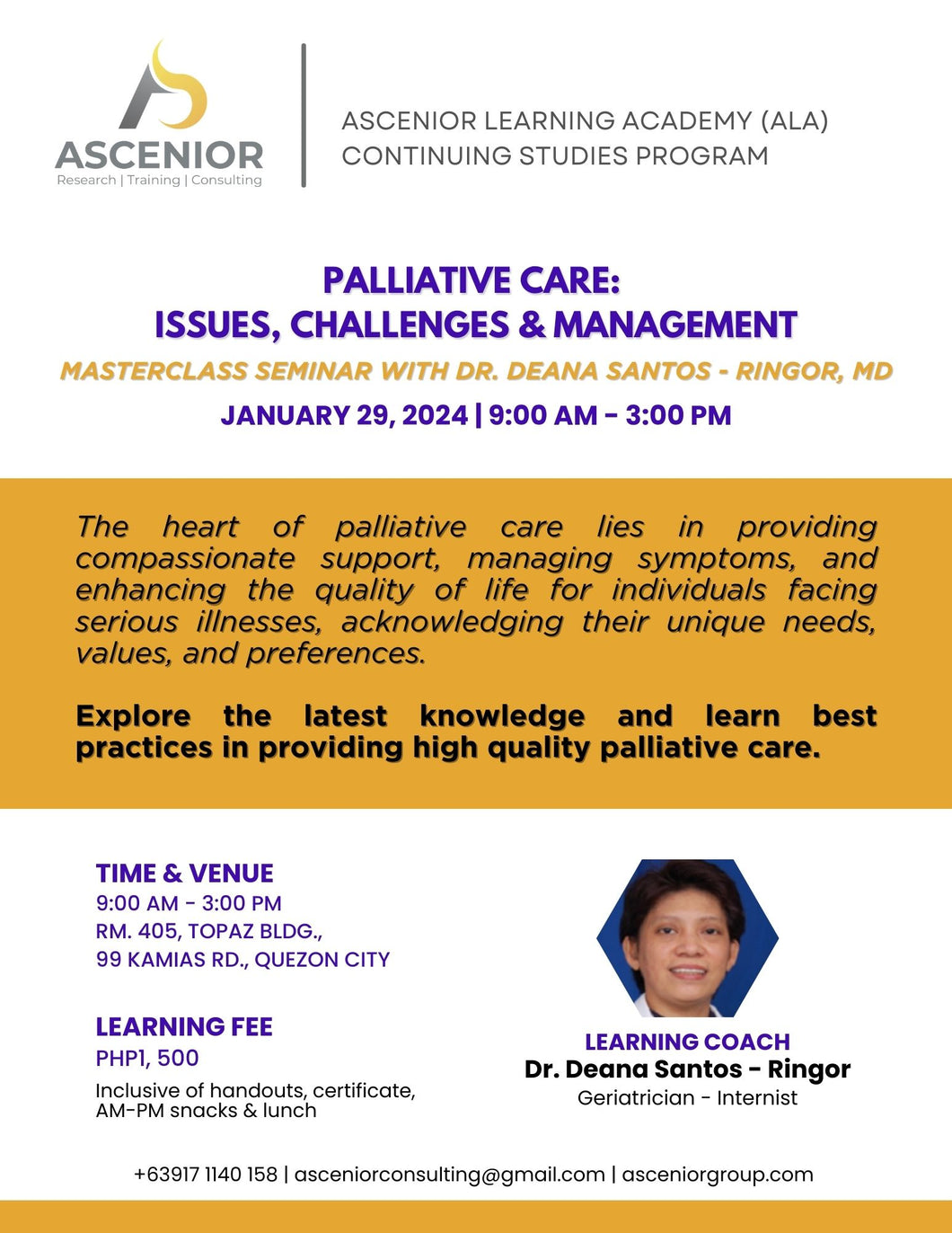 Palliative Care: Issues, Challenges & Management | January 29 (In-person seminar)