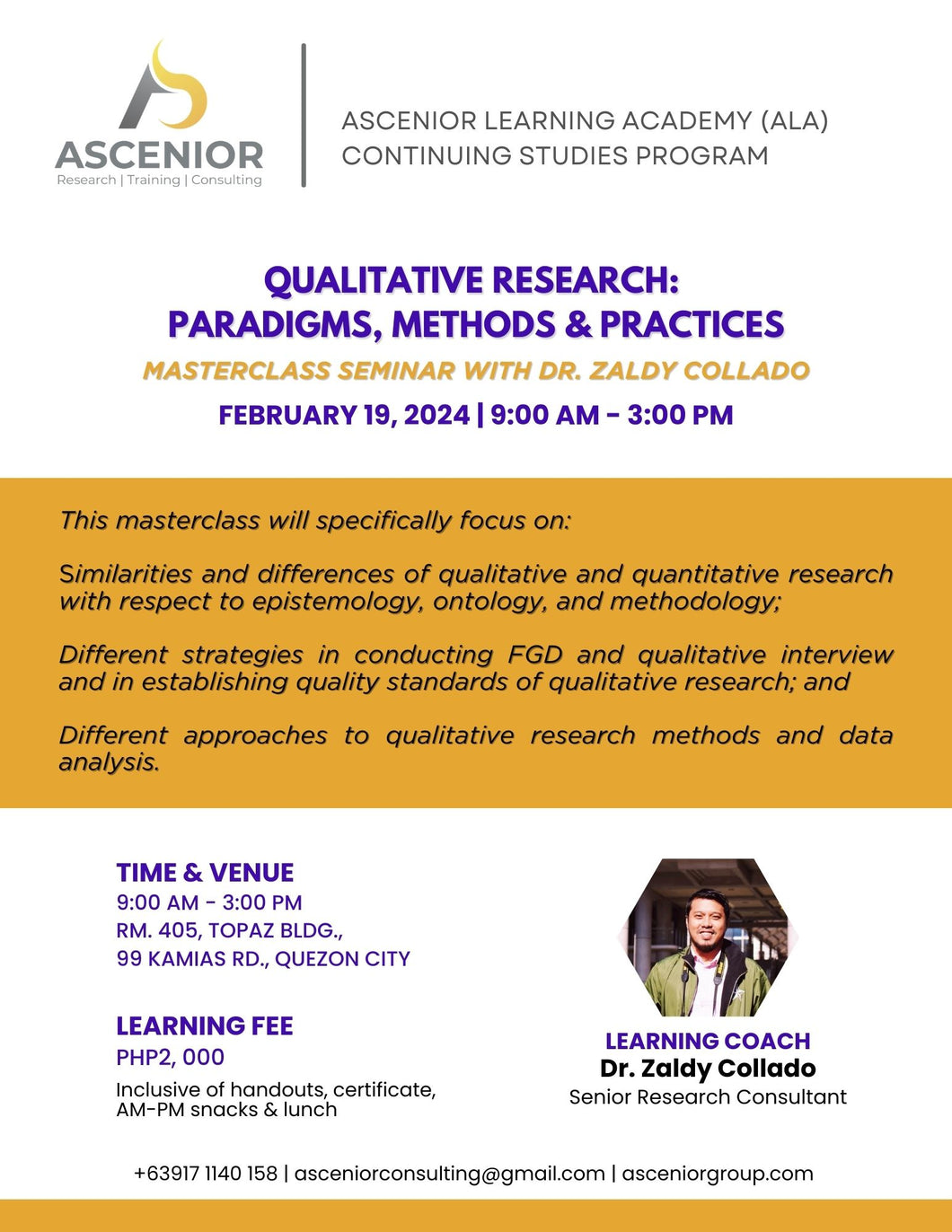 Qualitative Research: Paradigms, Methods & Practices | February 19 (In-person seminar)